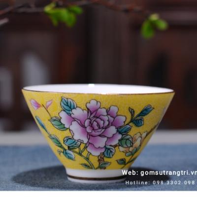Bộ chén hoa mẫu đơn 6 mầu